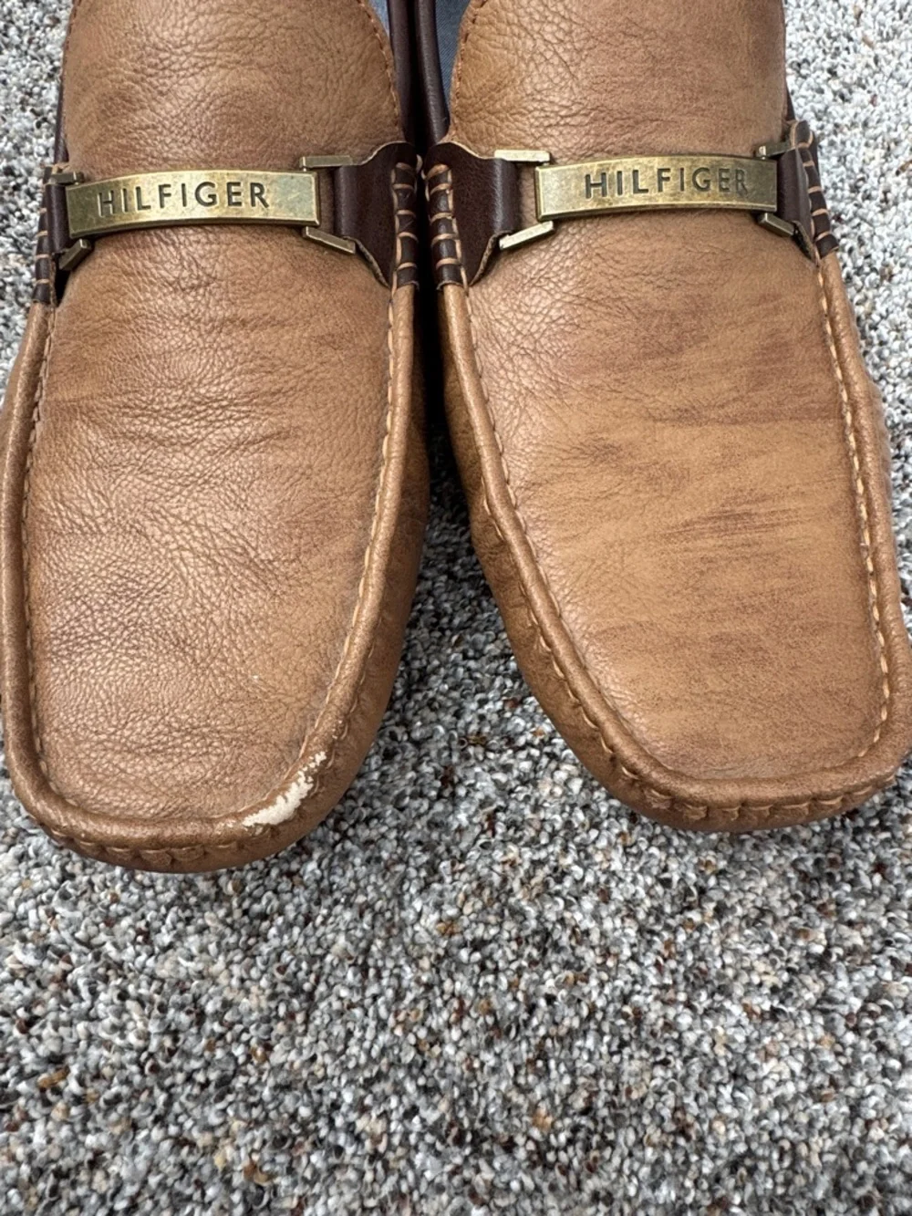 Tommy Hilfiger Tan/Brown Leather Slip-On Loafers